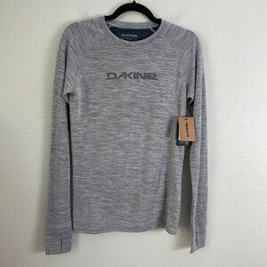 NEW Dakine Womens Medium Heather Grey Long Sleeve Base Layer Wool Blend Top